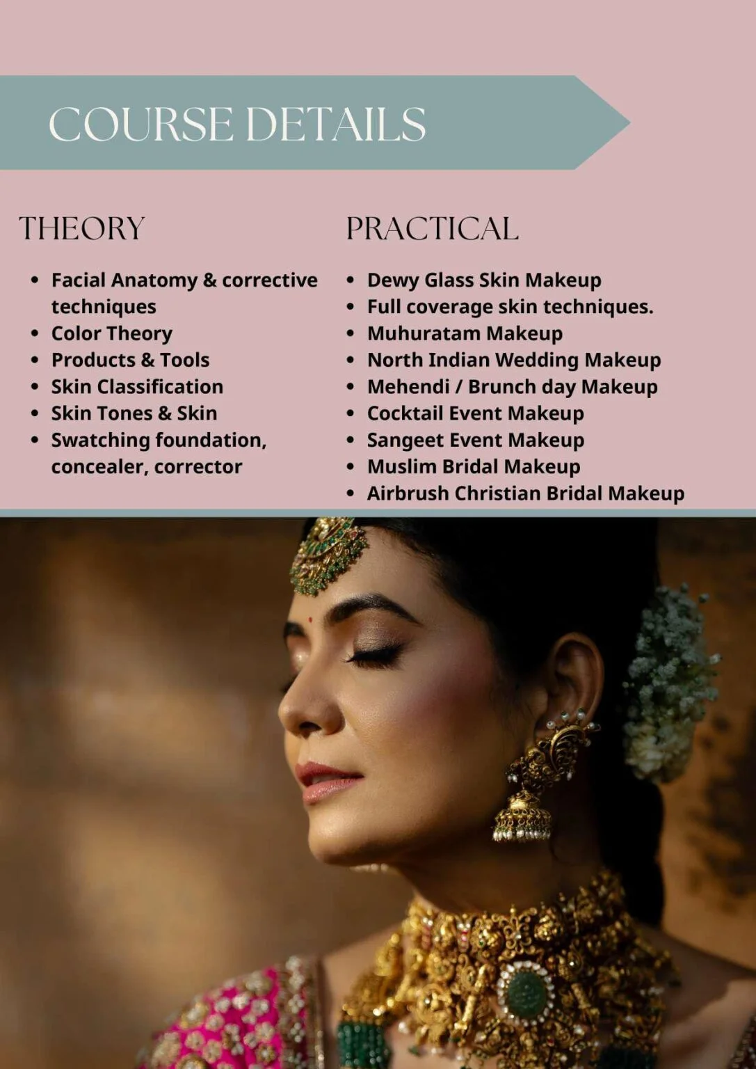 GlossnGlass course details — bridal makeup theory and practical modules
